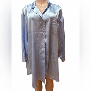 Oscar de la renta Elegant Blue Satin Nightshirt
